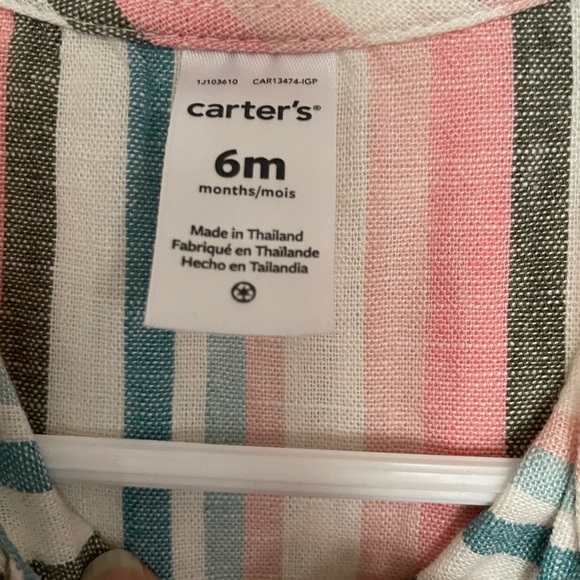NWT🔖Carter's
Baby👶Girl👧Striped Linen Top & pants👖 Outfit Size 6 Months - Picture 3 of 8